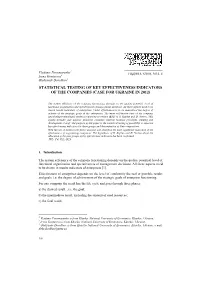 Statistical Testing of Key Effectiveness Indicators of the Companies (Case for Ukraine in 2012)