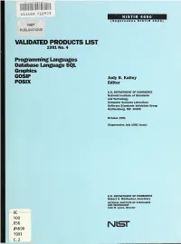 Validated Products List: Programming Languages, Database Language