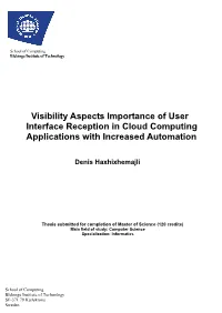 Visibility Aspects Importance of User Interface Reception in Cloud Computing Applications with Increased Automation