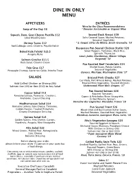 Dine in Only Menu