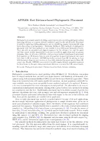 Fast Distance-Based Phylogenetic Placement