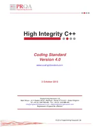 High Integrity C++ Version