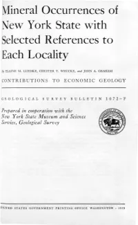Mineral Occurrences of New York State with Selected References to Each Locality