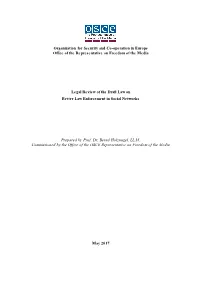 Organization for Security and Co-Operation in Europe Office of the Representative on Freedom of the Media