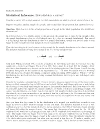 Statistical Inference: How Reliable Is a Survey?