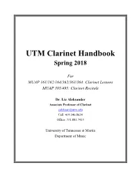 UTM Clarinet Handbook Spring 2018