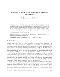 Caustics of Light Rays and Euler's Angle of Inclination