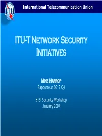 ITU-T Security Initiatives