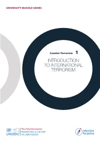 Module 1 INTRODUCTION to INTERNATIONAL TERRORISM