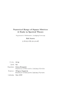 Numerical Range of Square Matrices a Study in Spectral Theory