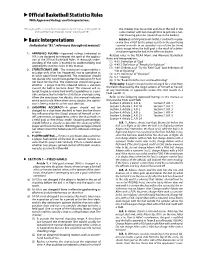 Official Basketball Statistics Rules Basic Interpretations