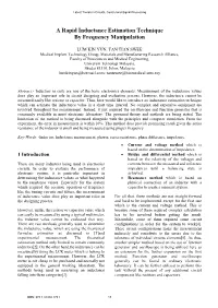 A Rapid Inductance Estimation Technique by Frequency Manipulation