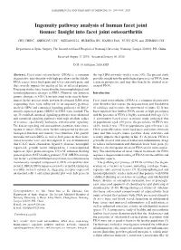 Ingenuity Pathway Analysis of Human Facet Joint Tissues: Insight Into Facet Joint Osteoarthritis