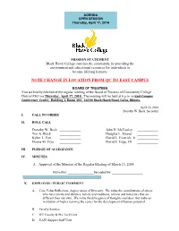 Note Change in Location from Qc to East Campus