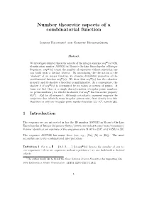 Number Theoretic Aspects of a Combinatorial Function