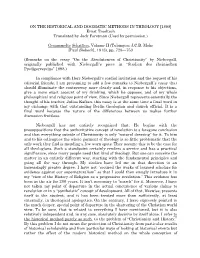 On the Historical and Dogmatic Methods in Theology