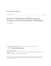 Section 10 of the Rivers and Harbors Act: the Emergence of a New Protection for Tidal Marshes James M