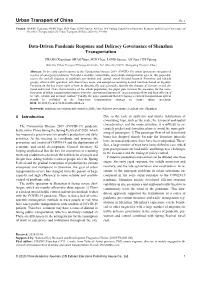 Urban Transport of China Data-Driven Pandemic Response