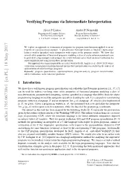 Verifying Programs Via Intermediate Interpretation