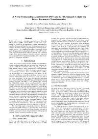 A Novel Transcoding Algorithm for SMV and G.723.1 Speech Coders Via Direct Parameter Transformation