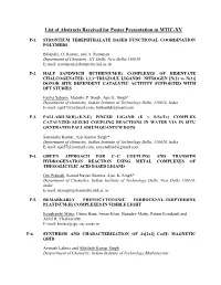 List of Abstracts Received for Poster Presentation in MTIC-XV