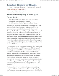 LRB · Steven Shapin: Don't Let That Crybaby in Here Again