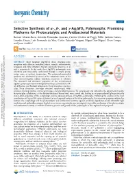Selective Synthesis of Α‑, Β‑, and Γ‑Ag2wo4 Polymorphs