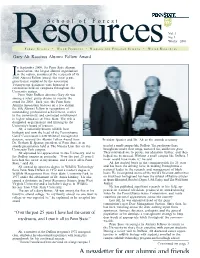 A Newsletter for Our Alumni and Friends Welcome to RESOURCES!