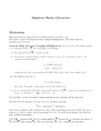 Algebraic Hecke Characters Motivation