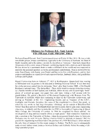 Obituary for Professor R.E. 'Sam' Luxton, FTS, Fieaust, FAIE