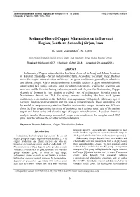 Sediment-Hosted Copper Mineralization in Bavanat Region, Southern Sanandaj-Sirjan, Iran