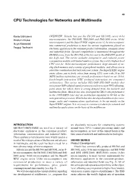 CPU Technologies for Networks and Multimedia 40 CPU Technologies for Networks and Multimedia