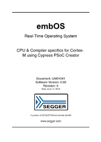Embos CPU & Compiler Specifics for Cortex-M Using Cypress Psoc