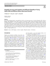 Empathic Accuracy and Cognitive and Affective Empathy in Young Adults with and Without Autism Spectrum Disorder