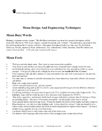 Menu Design and Engineering Techniques Menu Buzz Words