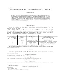 Abstract GENERALIZATIONS of WITT VECTORS in ALGEBRAIC TOPOLOGY