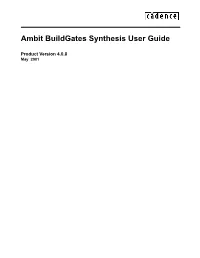 Ambit Buildgates Synthesis User Guide
