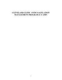 Cleveland Clinic Anticoagulation Management Program (C-Camp)