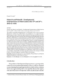 Developmental Disproportions on Polish Lands in the 19Th and 20Th C. (Prior to 1939)