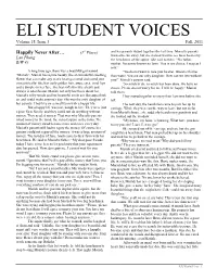 ELI STUDENT VOICES Volume 15, Issue 3 Fall, 2011
