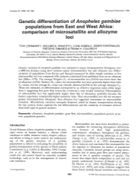 Genetic Differentiation of Anopheles Gambiae Comparison of Microsatellite and Allozyme Loci