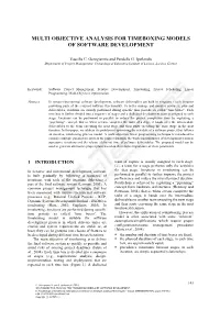 Multi Objective Analysis for Timeboxing Models of Software Development