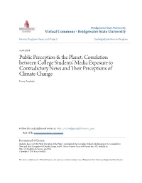 Public Perception & the Planet: Correlation Between College