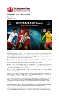 The Peace Cup Soccer Event Is Shut Down
