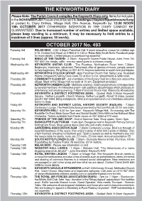 KEYWORTH DIARY Please Note: the Parish Council Compiles the Keyworth Diary Only