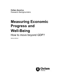 Measuring Economic Progress and Well-Being How to Move Beyond GDP?
