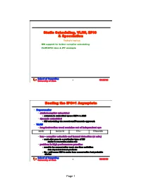 Static Scheduling, VLIW, EPIC & Speculation Beating the IPC=1