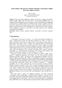Your Sadness, My Sorrow: Negative Emotion Concordance Within Married Couples in China 1. Introduction