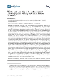 Autobiographical Writings by Camilla Battista Da Varano1