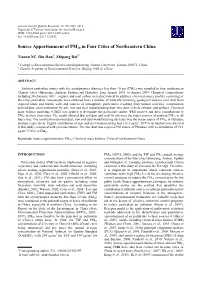 Source Apportionment of PM10 in Four Cities of Northeastern China